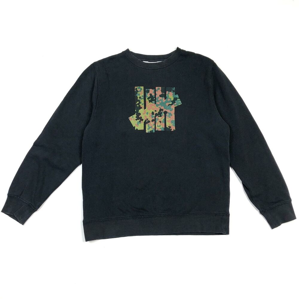 UNDEFEATED UNDFTD Tally logo black crewneck sweater Medium M Streetwear B2
